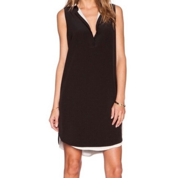 Vince Dresses & Skirts - Vince Black and White Sleeveless Silk Dress